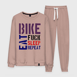 Костюм хлопковый мужской Bike eat sleep repeat, цвет: пыльно-розовый