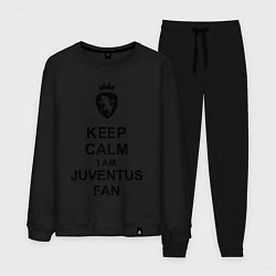 Костюм хлопковый мужской Keep Calm & Juventus fan, цвет: черный