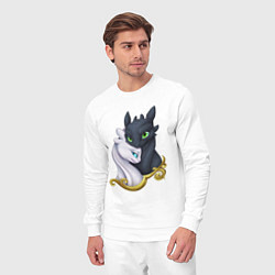 Костюм хлопковый мужской Дневная и ночная фурия, цвет: белый — фото 2