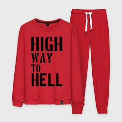 Костюм хлопковый мужской High way to hell, цвет: красный