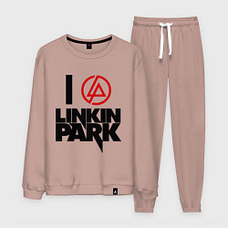 Костюм хлопковый мужской I love Linkin Park, цвет: пыльно-розовый