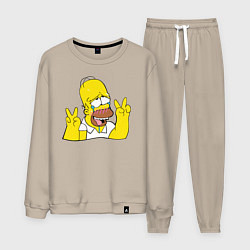 Костюм хлопковый мужской Homer Ahegao, цвет: миндальный