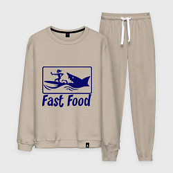 Костюм хлопковый мужской Shark fast food, цвет: миндальный