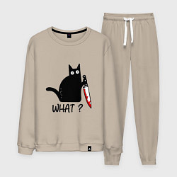 Костюм хлопковый мужской What cat, цвет: миндальный