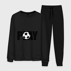 Костюм хлопковый мужской Play Football, цвет: черный