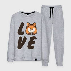 Костюм хлопковый мужской Love Corgi, цвет: меланж