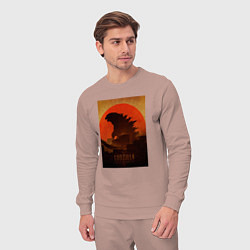 Костюм хлопковый мужской Godzilla and red sun, цвет: пыльно-розовый — фото 2