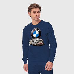 Костюм хлопковый мужской BMW оскал, цвет: тёмно-синий — фото 2