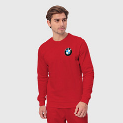 Костюм хлопковый мужской BMW, цвет: красный — фото 2