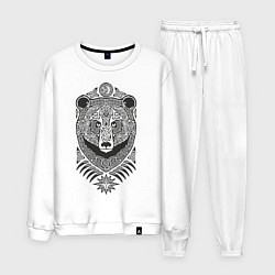 Костюм хлопковый мужской Медведь, цвет: белый