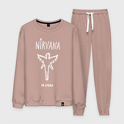 Костюм хлопковый мужской Nirvana In utero, цвет: пыльно-розовый