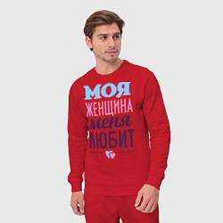Костюм хлопковый мужской Моя женщина меня любит, цвет: красный — фото 2