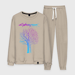 Костюм хлопковый мужской ДЕРЕВО CYBERPUNK 2077, цвет: миндальный