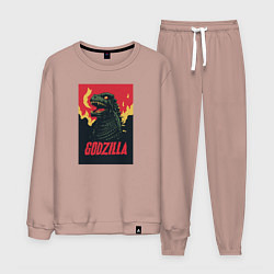 Костюм хлопковый мужской Godzilla, цвет: пыльно-розовый
