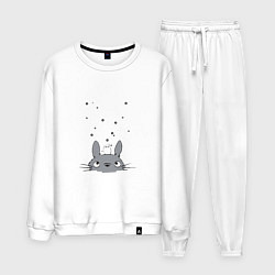 Костюм хлопковый мужской Любопытный Тоторо и Сажа, цвет: белый