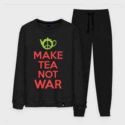 Костюм хлопковый мужской Make tea not war, цвет: черный