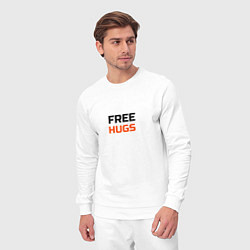 Костюм хлопковый мужской Free,hugs,бесплатные,обнимашки, цвет: белый — фото 2