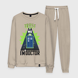 Костюм хлопковый мужской Trust me, i'm doctor who, цвет: миндальный