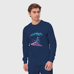 Костюм хлопковый мужской Инопланетный серфинг на пицце, цвет: тёмно-синий — фото 2