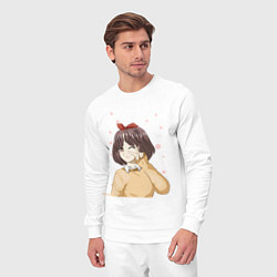 Костюм хлопковый мужской Милая аниме девочка в свитере, цвет: белый — фото 2
