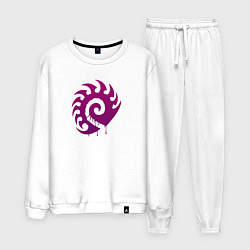 Костюм хлопковый мужской Zerg logo Purple, цвет: белый