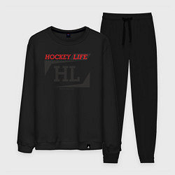 Костюм хлопковый мужской Hockey live big logo, цвет: черный