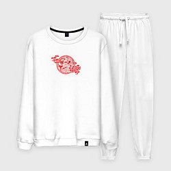 Костюм хлопковый мужской Дракон, цвет: белый