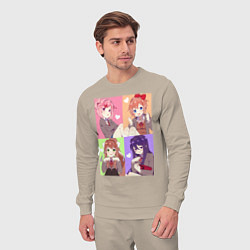Костюм хлопковый мужской Girls Doki Doki коллаж, цвет: миндальный — фото 2