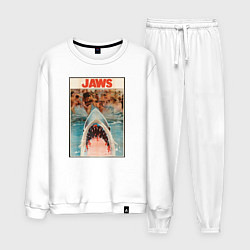 Костюм хлопковый мужской Jaws beach poster, цвет: белый