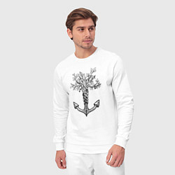 Костюм хлопковый мужской Славянский якорь в виде дерева, цвет: белый — фото 2