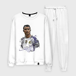 Костюм хлопковый мужской Cristiano Ronaldo Manchester United Portugal, цвет: белый