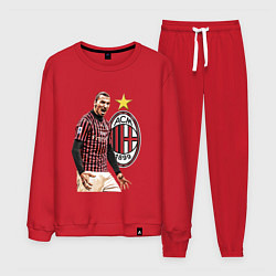 Костюм хлопковый мужской Zlatan Ibrahimovic Milan Italy, цвет: красный