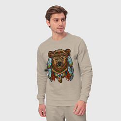 Костюм хлопковый мужской Славянский медведь, цвет: миндальный — фото 2