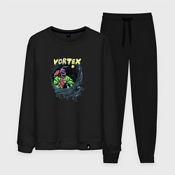 Костюм хлопковый мужской Vortex colorful, цвет: черный