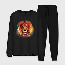 Костюм хлопковый мужской Лев акварельный, цвет: черный