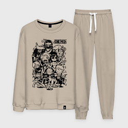 Костюм хлопковый мужской Персонажи Ван-Пис Большой куш, цвет: миндальный