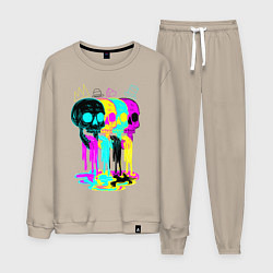 Костюм хлопковый мужской 4 ЧЕРЕПА SKULLS NEON, цвет: миндальный