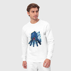 Костюм хлопковый мужской Спрут кальмар, осьминог, цвет: белый — фото 2