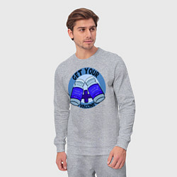Костюм хлопковый мужской Get Your Caccine, цвет: меланж — фото 2