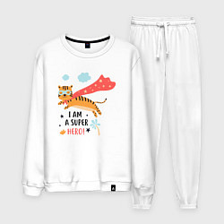 Костюм хлопковый мужской Я Супергерой, цвет: белый