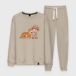 Костюм хлопковый мужской Tiger Friend, цвет: миндальный