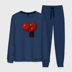 Костюм хлопковый мужской Боксерские перчатки- сердце, цвет: тёмно-синий