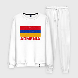 Костюм хлопковый мужской Armenia Flag, цвет: белый