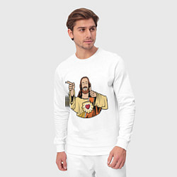 Костюм хлопковый мужской Dogma - smile Jesus like, цвет: белый — фото 2