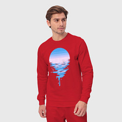Костюм хлопковый мужской Луна море, цвет: красный — фото 2