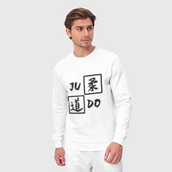 Костюм хлопковый мужской Дзюдо - Иероглиф, цвет: белый — фото 2