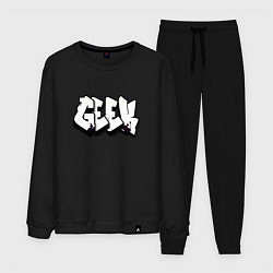 Костюм хлопковый мужской Geek graffiti, цвет: черный