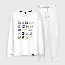 Костюм хлопковый мужской АВТОБРЕНДЫ ЛОГО, цвет: белый