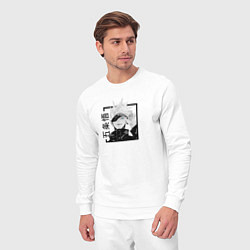 Костюм хлопковый мужской Сатору Годжо Магическая битва, цвет: белый — фото 2