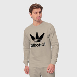 Костюм хлопковый мужской Alcohol в виде Adidas, цвет: миндальный — фото 2